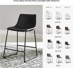 Signature Design by Ashley Centiar 24" Counter Height Modern Bucket Barstool, 2 Count, Black