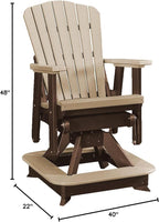 DutchCrafters Slat Fan Back Poly Balcony Adirondack Swivel Glider with Footrest Outdoor Patio Chair (Tudor Brown & Weatherwood)