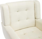 Dolonm Midcentury Modern Accent Chair with Arms, Upholstered Fabric Reading Side Chair Tufted Back Decorative Wingback Chair for Living Room Bedroom (Beige)