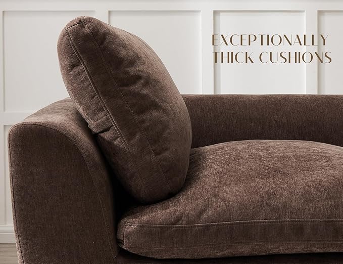 110" Cloud Sectional Couches for Living Room, Boneless L-Shape Couch with Ottoman, 3 Seater Modular Sectional Sofa, Brown