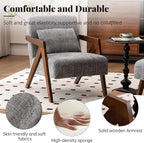 Mid-Century Modern Accent Chair with Solid Wood Frame，Upholstered Chenille Living Room Arm Chairs with Pillow for Bedroom, Living Room, Reading Room, Balcony, Grey