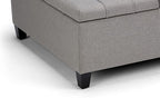 SIMPLIHOME Harrison 36 inch Wide Transitional Square Coffee Table Storage Ottoman in Dove Grey Linen Look Fabric, Assembled, for the Living Room and Bedroom