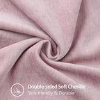 decorUhome Chenille Soft Throw Pillow Covers 24x24 Set of 2, Farmhouse Velvet Neutral Decorative Euro Pillow Covers with Stitched Edge for Couch Sofa Bed Home Decor, Blush Pink
