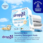 Dropps Sensitive Skin Laundry Detergent Pods, Unscented (64 Count) - Dermatologist Tested Laundry Pods - HE Compatible Laundry Supplies for Clean Clothes, Vegan & Dye-Free