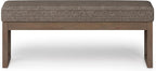 SIMPLIHOME Milltown 45 inch Wide Contemporary Rectangle Large Ottoman Bench in Mink Brown Tweed Look Fabric, Assembled, for the Living Room and Bedroom