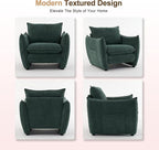 Oversized Accent Chair, Modern Single Sofa Cloud Chairs with Removable Pillow, Deep Seat Comfy Armchair for Living Room Bedroom Reading Nook - Upholstered Lounge Chair (Green, Set of 2)