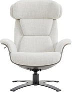 CHITA Fabric Reclining Swivel Chair with Adjustable Headrest and Ottoman for Living Room, White (Multi-Colored)