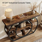 Tribesigns 47" Console Table, 5-Tier Industrial Entryway Table with Metal Frame, Narrow Sofa Table Behind Couch Accent Tables for Living Room, Hallway, Foyer, Rustic Brown