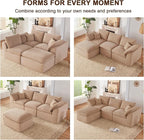 112" Cloud Sectional Couch, Boneless couches for Living Room, L Shaped Couch with Convertible Ottoman, Modular Sectional Sofa with Deep Seat, Comfy Soft Cushions, No Assembly, Camel