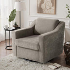 UIXE Swivel Accent Chair, Chenille Fabric Upholstered Arm Chair for Living Room, Modern Club Armchair Comfy Single Sofa Bedroom Reading Seat with Lumbar Pillow - Sand