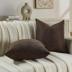 FUTEI Dark Coffee Chenille Throw Pillow Covers 26x26 Inch Set of 2,Soft Wide Chevron Textured Euro Pillow Shams,Farmhouse Home Decor for Couch Bed Living Room