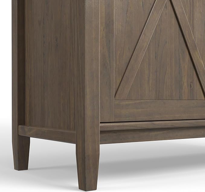 SIMPLIHOME Ela Solid Wood 39 inch Wide Transitional Medium Storage Cabinet in Smoky Brown for The Living Room, Entryway and Family Room