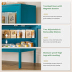 40"H Blue Bathroom Storage Cabinet,Navy Blue Storage Cabinets,Metal Bathroom Floor Cabinet with 2 Adjustable Shelves&2 Doors,Small Blue Locker Cabinets with Adjustable Shelves & Doors for Hallway,
