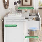 Dresser for Bedroom with 6 Drawers, 48" Wide Modern Chest of Drawers with Deep Drawers & Mental Handle, Wood Dresser TV Stand, Wooden Closet Storage Organizer for Living Room, Hallway, Entryway, White