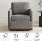 CHITA Swivel Accent Chair, FSC Certified Mid Century Modern Arm Chair for Living Room and Bedroom, Fully Assembled, Grey