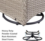 HUMMUH Swivel Patio Chair 3 Piece PE Wicker Patio Furniture Set with Rocking Chairs and Side Table Outdoor Bistro Set for Porch,Garden,Deck,Poolside