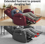 MCombo Large Dual Motor Power Lift Recliner Chair for Elderly, Massage and Heat, Lay Flat, Zero Gravity, Home Button, USB Port, Fabric 7680 (Large, Burgundy)
