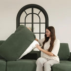 EASE MOOSE Oversized Sectional Sofa with Ottoman,Comfty L Shape Sectional Deep seat Modular Sofa,Cloud Couch for Living Room, Removable Cover,Green
