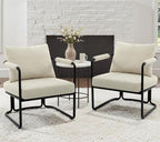 Accent Chairs Set of 2 for Living Room, Mid Century Modern Upholstered Reading Armchairs for Bedroom, Office, with Comfy Chenille Cushion & Metal Frame, Beige Cream