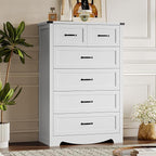 Tall 6-Drawer Dresser for Bedroom, Modern Wooden Chest of Drawers with Metal Handles, Anti-Tipping Design, Sturdy and Stable Storage Organizer for Living Room, Entryway, Home Office, Standard
