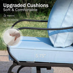 PHI VILLA Patio Furniture Set with Fire Pit Table,1x 3-Seat Wide Deep Seating Bench Sofa, 4 Swivel Sofa Chair, 1 Fire Pit Table,Outdoor Conversation Set for 9,Light Blue