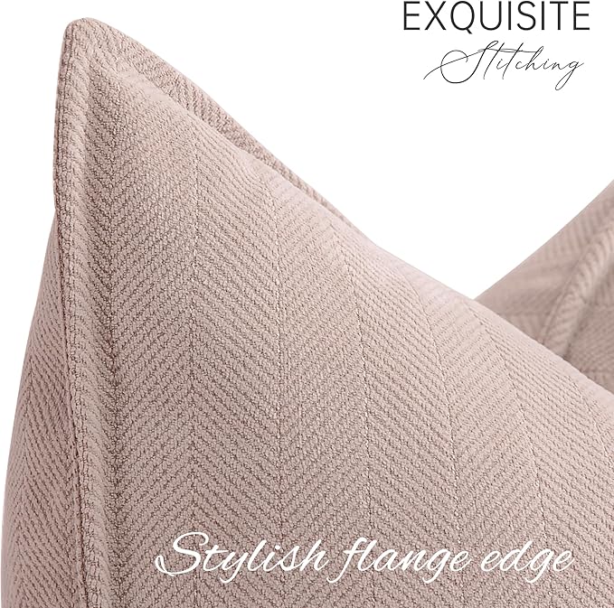 ZWJD Dusty Pink Pillow Covers 24x24 Set of 2 Chenille Throw Pillow Covers with Elegant Design Soft and Luxurious Decorative Throw Pillows for Couch, Bed, and Home Decor