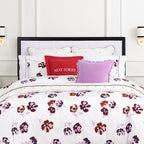 kate spade new york, Sorry Reversible Decorative Pillow for Bed or Sofa, Cotton and Linen Cover Throw Pillow, 18 x 18, Red