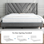 Yaheetech Queen Bed Frame Upholstered Platform Bed with Wing Side/Wooden Slat Support/Tufted Headboard with Wing Side/Mattress Foundation/No Box Spring Needed,Light Gray Queen Bed