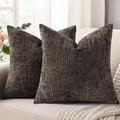 decorUhome Dark Brown Chenille Throw Pillow Covers 26x26 Set of 2 Thick Textured Slubby Couch Pillow Covers Farmhouse Accent Modern Neutral Decorative Pillow Cases for Bed Sofa Living Room
