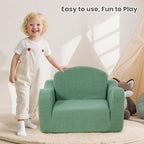 Comfy Toddler Chair & Kids, 2-in-1 Soft Couch Fold Out for Kids, Toddler Chairs Comfy 1-3 Years Old, Convertible Plush Sofa to Lounger for Girls and Boys, Green