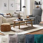 Harkawon Swivel Rocker Recliner Chair, Glider Rocker Recliner, Rocking Chair Nursery, Fabric Chair with High Back, Deep Seat, for Living Room, Bedroom (Dark Grey+Brown)