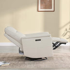 Watson & Whitely Power Recliner Chairs for Adults, Swivel Rocker Recliner W Power Headrest & Type-C Charger for Living Room, Faux Leather, Cream, RC015