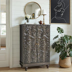 Sideboard Buffet Cabinet with Storage, Kitchen Storage Cabinet with Adjustable Shelves and 2 Doors, Vintage Accent Table for Living Room, Hallway (Grey)