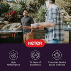 Keter Unity XL Portable Outdoor Table with Stainless Steel Top for Kitchen Prep and Outdoor Storage Cabinet for Grilling Accessories, Dark Grey