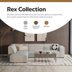 SIMPLIHOME Rex Modular Sofa and Ottoman Set in 100% Recycled Polyester Tightly Woven Performance Fabric, Pale Grey, 122-inch-wide 3-Seater Couch and Matching 34-inch-wide Ottoman for Living Room