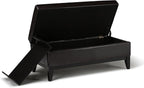 SIMPLIHOME Oregon 42 inch Wide Contemporary Rectangle Storage Ottoman Bench with Tray in Tanners Brown Vegan Faux Leather, Assembled, For the Living Room, Entryway and Family Room