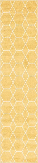 Unique Loom Trellis Frieze Collection Area Rug - Geometric (2' x 8' 8" Runner, Yellow/ Ivory)