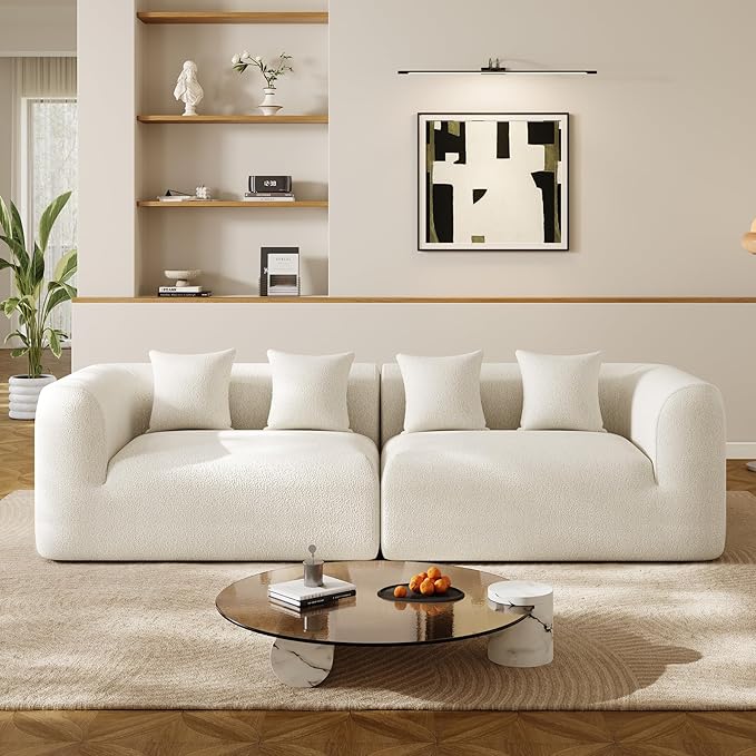 120'' Oversized Sectional Couches for Living Room Boneless Modular Sectional Sofa Plush Chenille Cloud Modular Couch Modern Sectionals with Deep Seat, No Assembly Required, 4 Seater, Beige