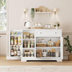 HOSTACK Buffet Cabinet with Storage, Modern Sideboard Buffet with Doors, Wood Coffee Bar Kitchen Storage Cabinet with Drawer and Adjustable Shelf for Kitchen, Dining Room, Living Room, White