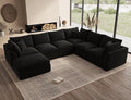 Oversized Sectional Couches for Living Room, Cloud Boneless Couch, 7 Seater Large Modular Sectional Sofa, Black