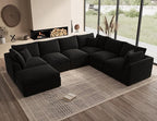 Oversized Sectional Couches for Living Room, Cloud Boneless Couch, 7 Seater Large Modular Sectional Sofa, Black