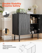 VEVOR Fluted Cabinet, Buffet Cabinet with 2-Tier Storage, Coffee Bar Cabinet with Adjustable Shelves, Sideboard Buffet for Hallway, Entryway, Living Room, or Kitchen, Black