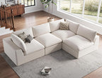 120" Cloud Sectional Couch | Oversize Boneless Couches for Living Room | 4 Seater L-Shape Sofa | Ivory White