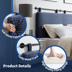 UEV Queen Headboard Only, Wall Mounted Hanging Upholstered Bed Head Board, Modern Vertical Channel Design of Fine Flannel, Elegant Dark Blue Fluted Headboard for Bedroom (Dark Blue, Queen Size)