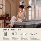 EGOHOME 12 Inch Cal King Memory Foam Mattress for Back Pain, Cooling Copper Gel Bed in a Box, Foam Made in USA, CertiPUR-US Certified, Therapeutic Medium Firm, 72x84x12 Black