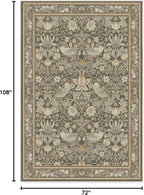 RUGGABLE x Morris & Co Machine Washable Area Rug – Strawberry Thief Stone Gold 6x9, Stain-Resistant, Non-Slip – Medium Rugs for Living Room, Bedroom, Hallway, Entryway & Office–with Cushioned Pad