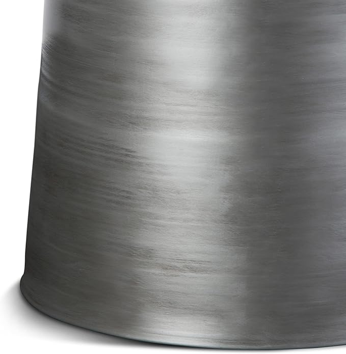 SIMPLIHOME Toby Metal Table - 17 inch Wide Solid Iron Drum Accent Table in Silver, Industrial Side or End Table for Living Room, Bedroom or Entryway with Sculptural Design, Assembled