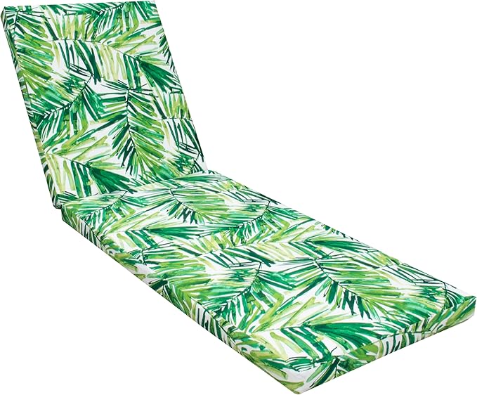 Tommy Bahama Chaise Cushion, 26" X 82" X 2.5", Coastal Palm Green Leaf