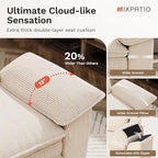 L-Shaped Cloud Modular Sofa Set, 4-Piece Double Loveseat Sectional w/Deep Seat & Removable Arms, Plush Corduroy for Living Room - Beige