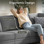 Wanderwell Oversized Modular Sectional Sofa, 6-Seater U Shaped Couches with Movable Ottoman,Corduroy Sectional Couch with Wide and Deep Seats Suitable for Living Room,Bedroom,Apartment (Grey, L-6)